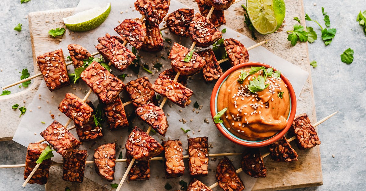 Sauce with Jalapeno, garlic, cumin and lime? - Top View Photo Of Skewers Sauce with Jalapeno, garlic, cumin and lime? - Top View Photo Of Skewers