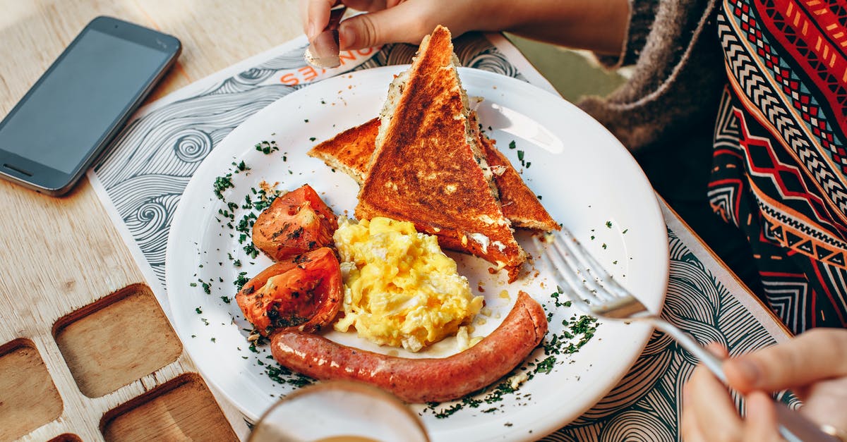 Sausage discolouration - is it safe to eat? - Toaster Bread, Scrambled Eggs, Grilled Tomato and Sausage Sausage discolouration - is it safe to eat? - Toaster Bread, Scrambled Eggs, Grilled Tomato and Sausage