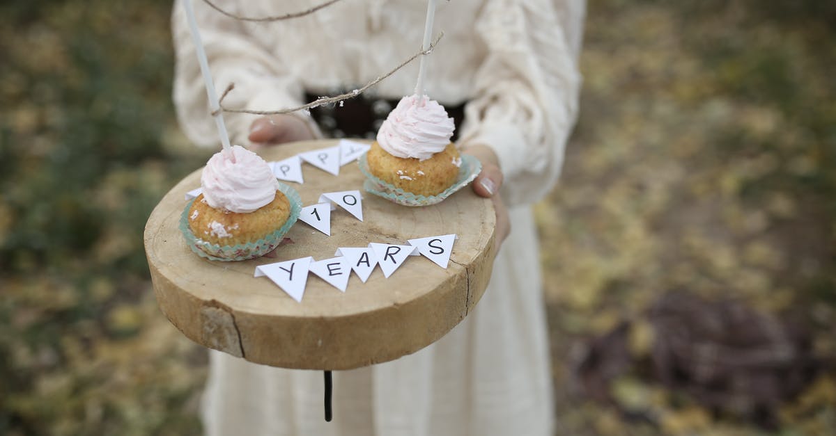 Sheet pan/baking tray convention outside the US? - Crop anonymous girl with tasty cupcakes on wooden tray with Happy 10 Years inscription standing on grassy lawn during birthday celebration on blurred background Sheet pan/baking tray convention outside the US? - Crop anonymous girl with tasty cupcakes on wooden tray with Happy 10 Years inscription standing on grassy lawn during birthday celebration on blurred background