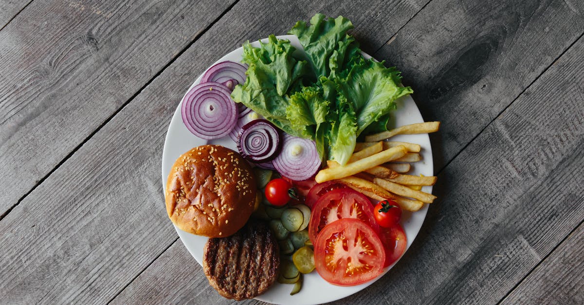 Should Pickle Slices be Above or Below the Hamburger - Burger and Fries with Toppings on a Plate Should Pickle Slices be Above or Below the Hamburger - Burger and Fries with Toppings on a Plate