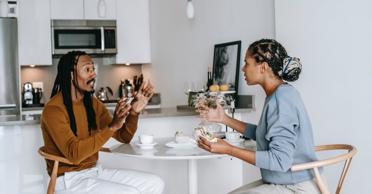 Soften fats for buttercream - Side view of young African American male with dreadlocks in casual outfit having argument with African American
dissatisfied female Soften fats for buttercream - Side view of young African American male with dreadlocks in casual outfit having argument with African American
dissatisfied female