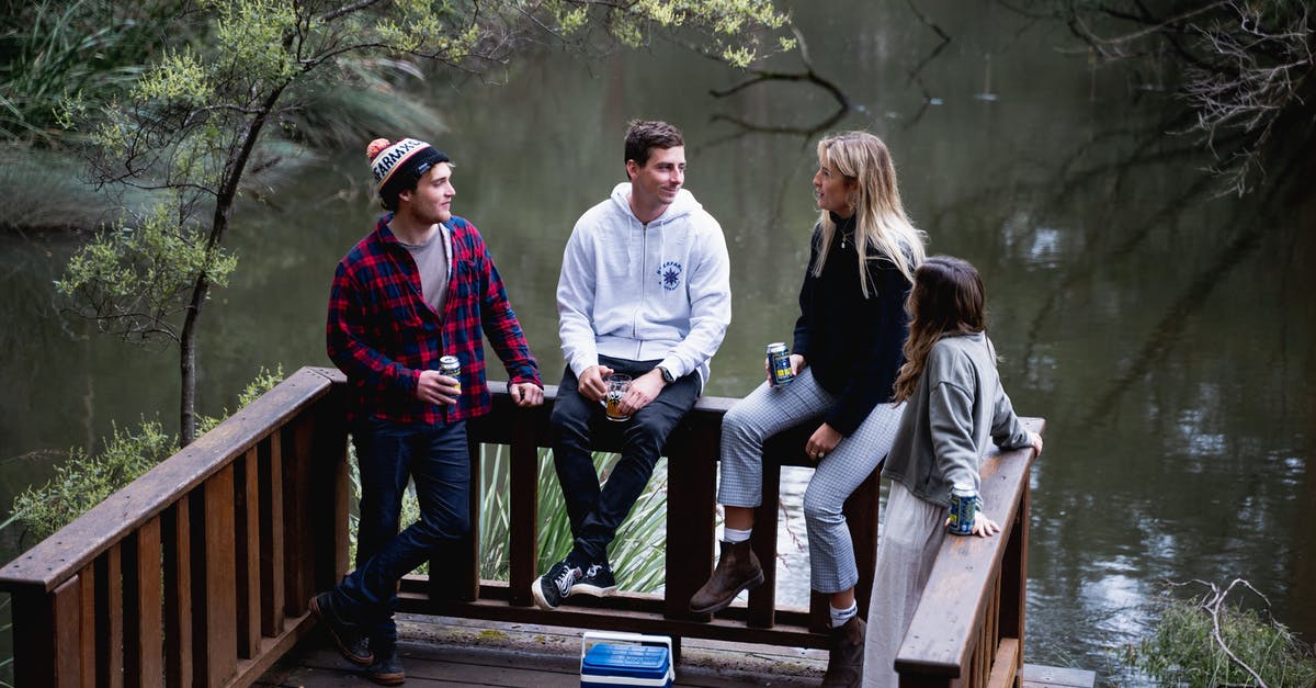 Sous vide cooker and beer cooler - A Group of People on a Wooden Deck by the Lake Drinking Beers Sous vide cooker and beer cooler - A Group of People on a Wooden Deck by the Lake Drinking Beers