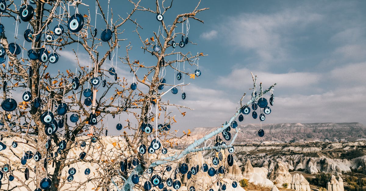 Spatchcock Turkey in Small Oven - Amulets of blue glass reminding eye hanging on tree branches over are with volcanic formations Spatchcock Turkey in Small Oven - Amulets of blue glass reminding eye hanging on tree branches over are with volcanic formations
