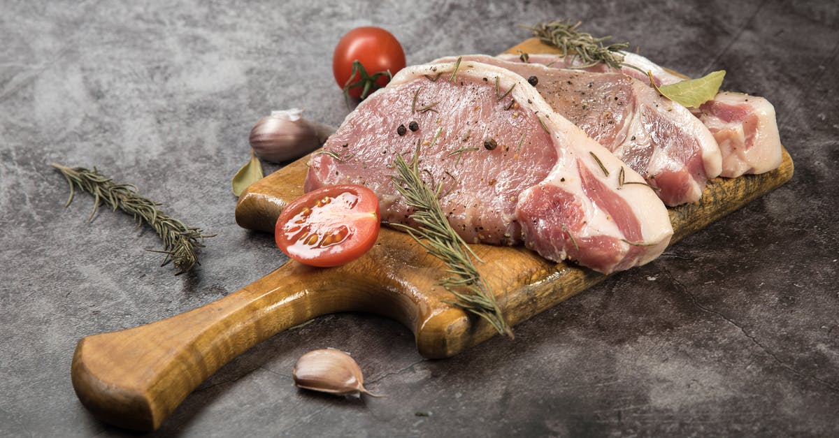 Squishy raw pork - gone bad? - Raw Meat Slices on Wooden Chopping Board Squishy raw pork - gone bad? - Raw Meat Slices on Wooden Chopping Board