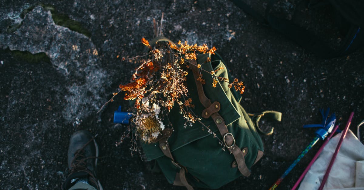 Stick wafer sticks to mudcake - Crop hiker with backpack on ground Stick wafer sticks to mudcake - Crop hiker with backpack on ground
