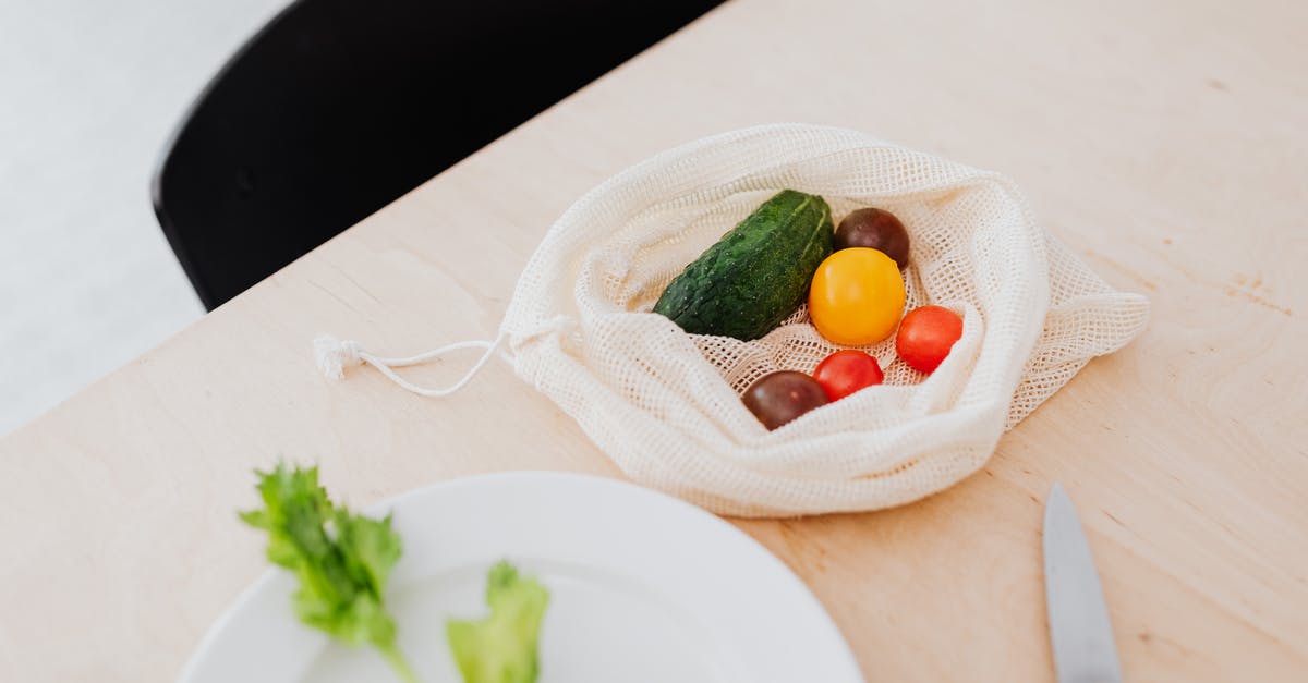 Substitute of Celery in Harira - Multicoloured Vegetables in a Textile Bag on Table Substitute of Celery in Harira - Multicoloured Vegetables in a Textile Bag on Table