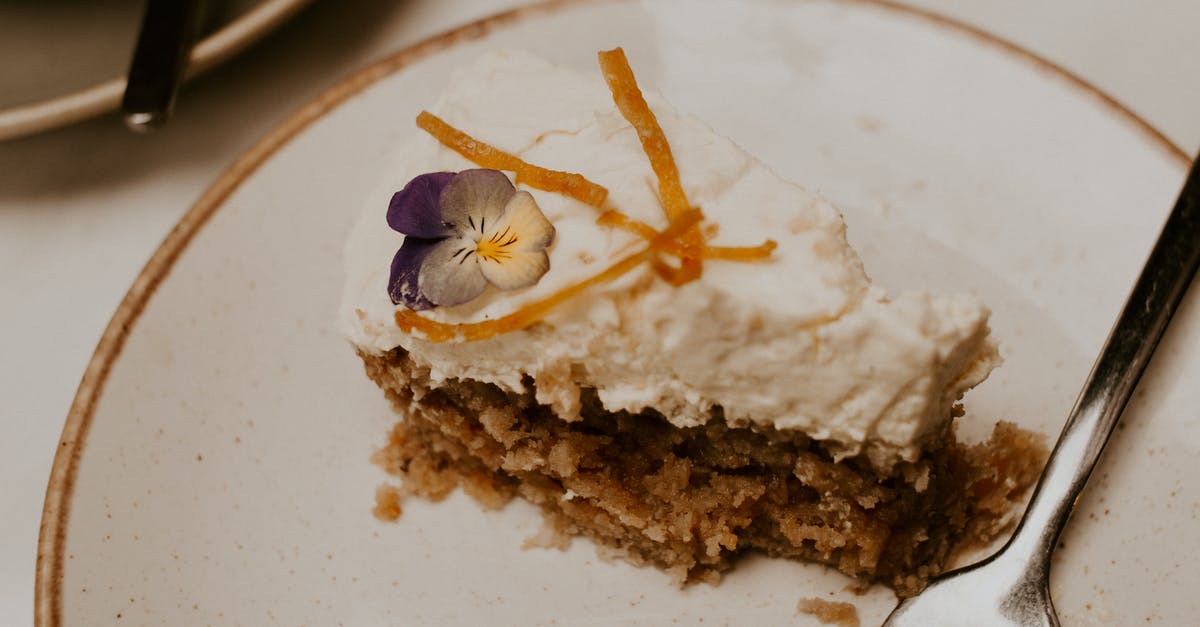 Substituting Sugar with Caramel Syrup in Baked Cheesecake - White Icing Cake on Saucer Substituting Sugar with Caramel Syrup in Baked Cheesecake - White Icing Cake on Saucer
