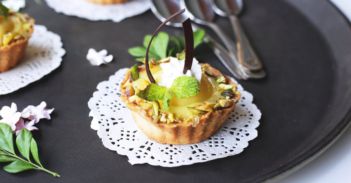 Sweet plums going tart as I chew - Egg Tart With Mint on Black Tray Sweet plums going tart as I chew - Egg Tart With Mint on Black Tray