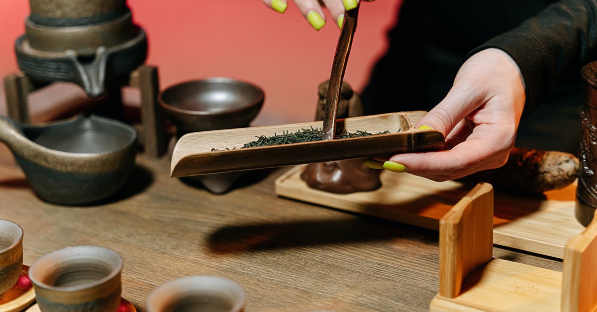 Tea temperature for preparation - Tea Leaves on a Piece of Bamboo Tea temperature for preparation - Tea Leaves on a Piece of Bamboo