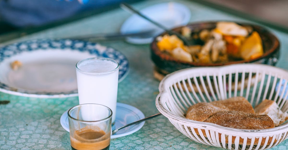 Turkish Coffee necessities - Person eating traditional food with milk and coffee in glasses at table in daylight Turkish Coffee necessities - Person eating traditional food with milk and coffee in glasses at table in daylight