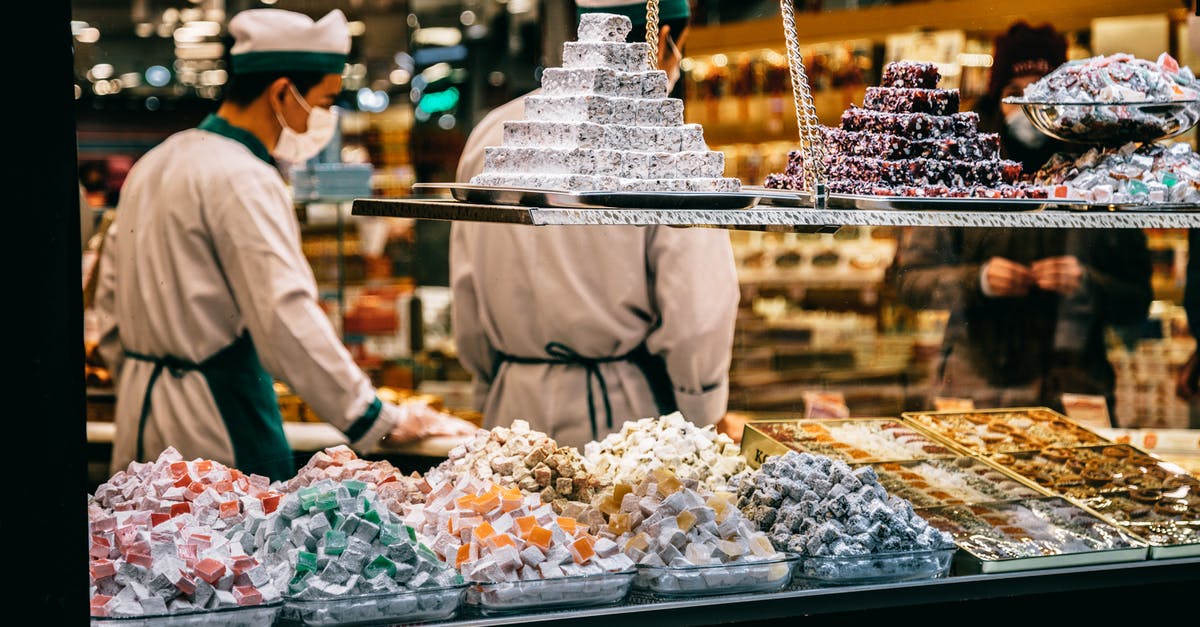 turkish delight is "grainy" - Traditional oriental sweets placed on candy shop showcase turkish delight is "grainy" - Traditional oriental sweets placed on candy shop showcase