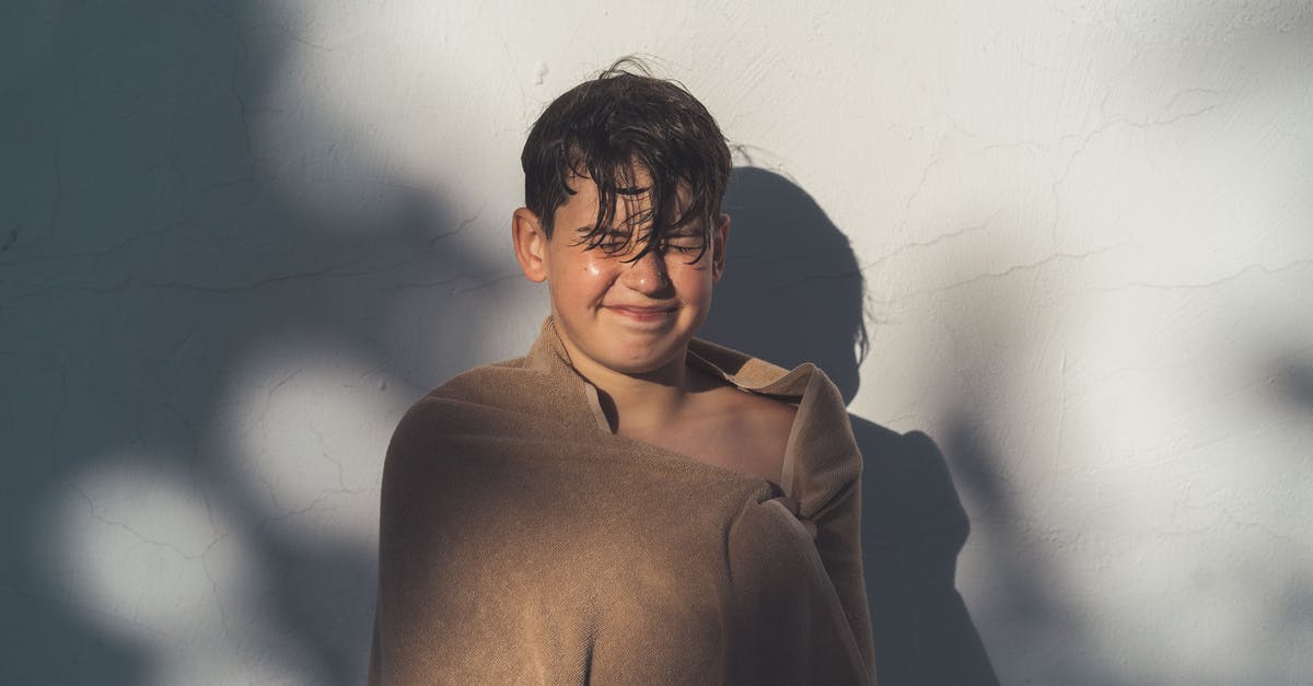 Turkish Delight is too wet - Boy with towel standing near white wall