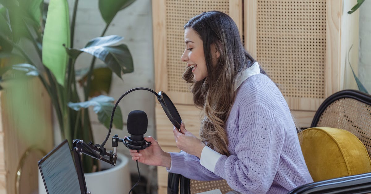 Uses for leftover potatoes from a pot-roast - Woman recording audio podcast on equipment