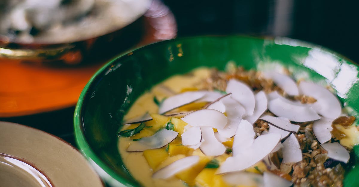 Using yellow mustard as a soup base - Delicious dish served with topping Using yellow mustard as a soup base - Delicious dish served with topping