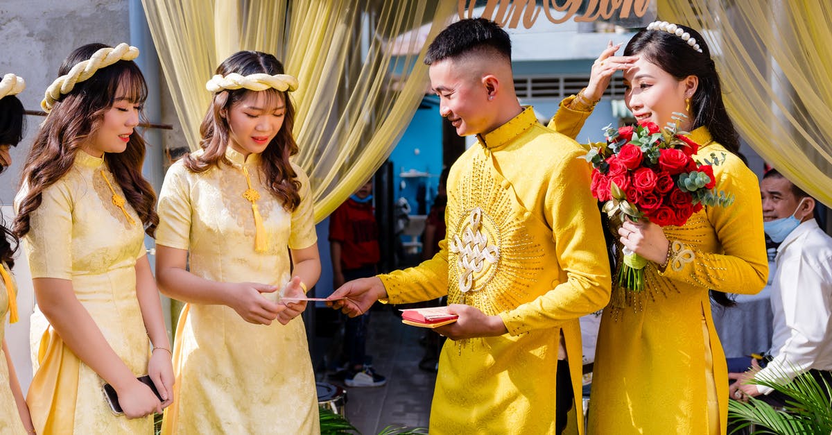 Vietnamese Sandwiches - Spread Identification? - Couple in Yellow Ao Dai on Their Wedding Day Vietnamese Sandwiches - Spread Identification? - Couple in Yellow Ao Dai on Their Wedding Day