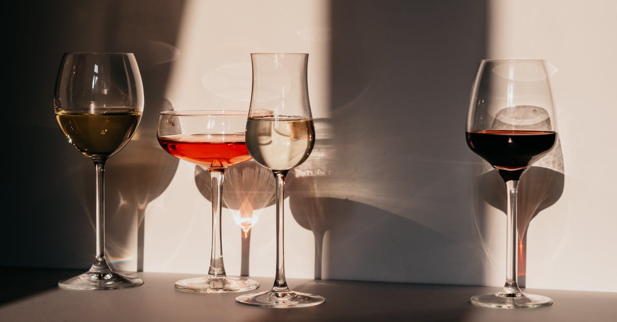 What's the difference between deglazing with an alcohol or non-alcohol? - Different sorts of wine in various glasses on table in sunlight What's the difference between deglazing with an alcohol or non-alcohol? - Different sorts of wine in various glasses on table in sunlight