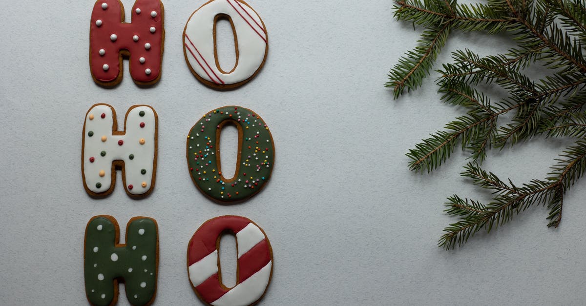 What's the safest shape for homemade hard-candy - Traditional Christmas gingerbread letters arranged with fir twig on white surface