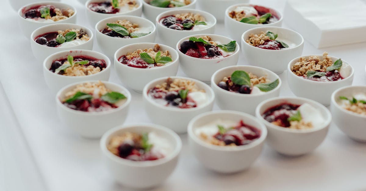 What are the effects of various dairy ingredients in quiche? - Bowls with granola on buffet table What are the effects of various dairy ingredients in quiche? - Bowls with granola on buffet table