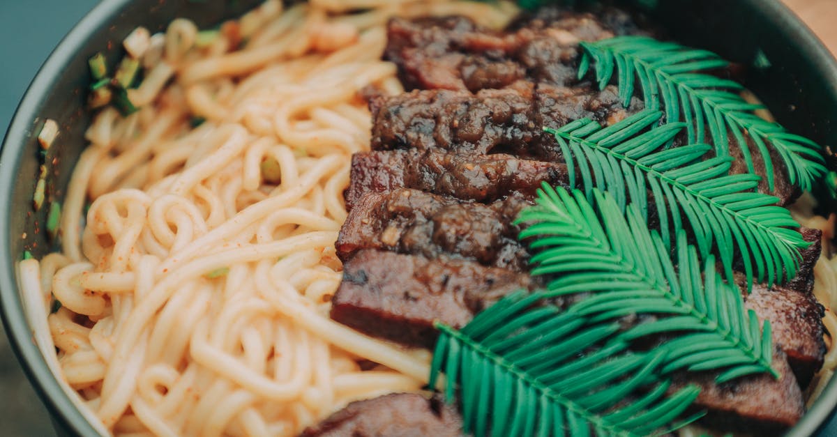 What can I cook with noodles and soy sause only [closed] - Photo of Noodles With Meat and Garnish