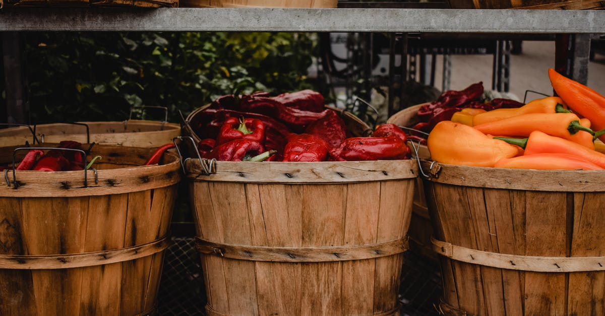 What determines the variety of paprika to use in recipes? - Variety of Peppers in Brown Wooden Buckets What determines the variety of paprika to use in recipes? - Variety of Peppers in Brown Wooden Buckets