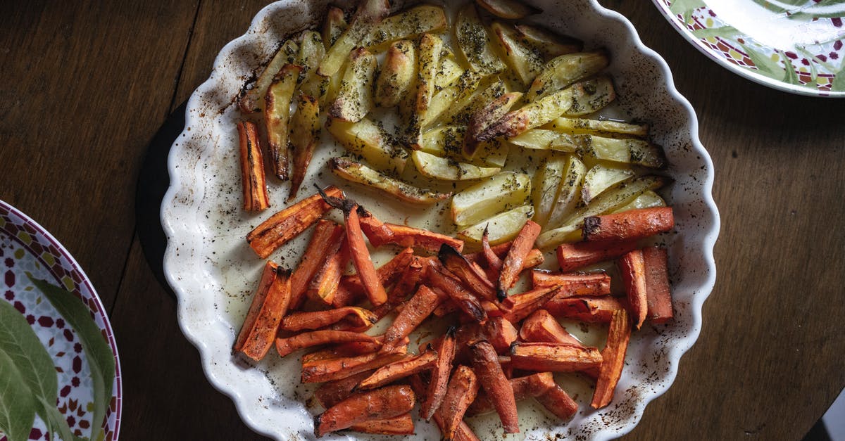 What is a good spicy potato wedges seasoning? - Plate with fried potato and carrot What is a good spicy potato wedges seasoning? - Plate with fried potato and carrot