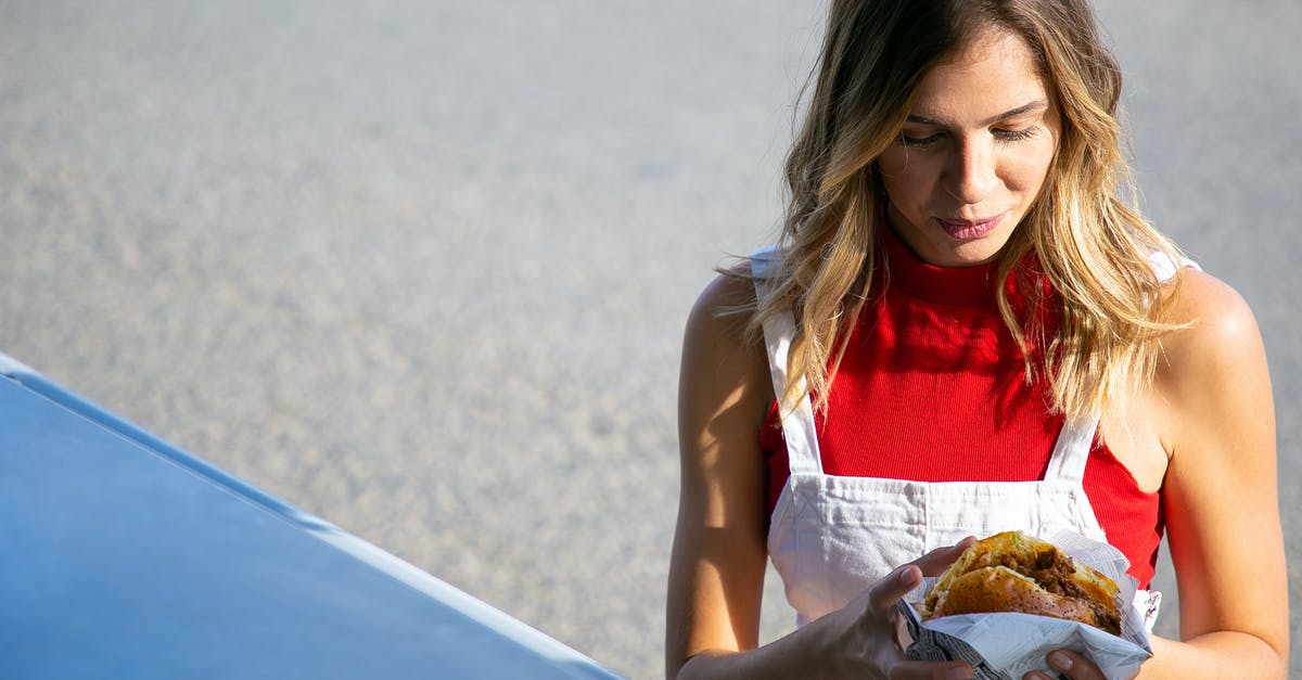 What is the minimum time for a decent meat marinade? - Young woman with hamburger on street What is the minimum time for a decent meat marinade? - Young woman with hamburger on street