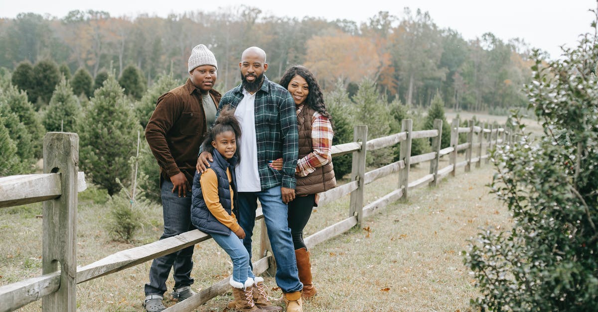 What is the relationship between starchy vegetables/fruits and root vegetables? - Young content African American parents embracing daughter and son near wooden fence on tree farm while looking at camera What is the relationship between starchy vegetables/fruits and root vegetables? - Young content African American parents embracing daughter and son near wooden fence on tree farm while looking at camera