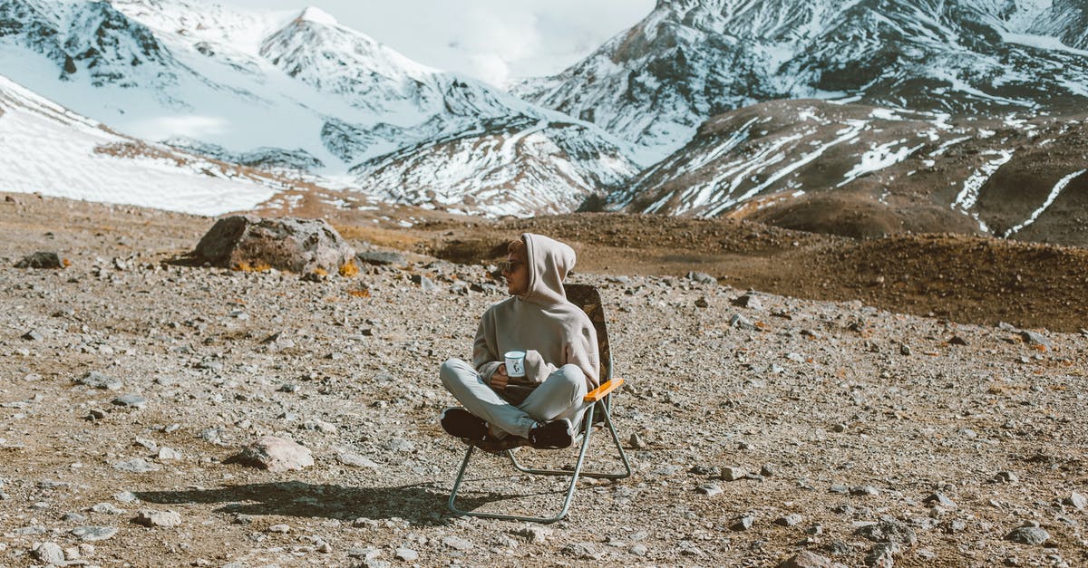 What is the stringy slimy stuff in Peace Tea? - Full body of man sitting on folding chair and drinking tea with high mountains covered with snow on background What is the stringy slimy stuff in Peace Tea? - Full body of man sitting on folding chair and drinking tea with high mountains covered with snow on background