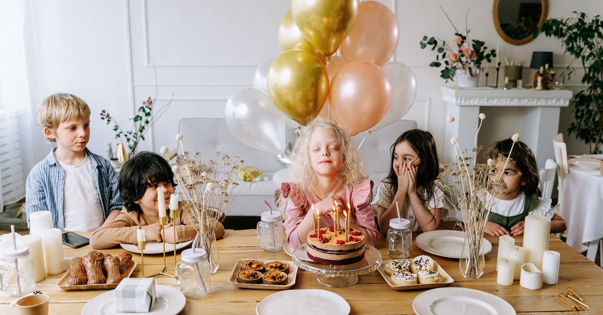 What makes creme brulee set? - Young Kids Looking at the Girl in Pink Dress Making a Wish with Her Eyes Closed
