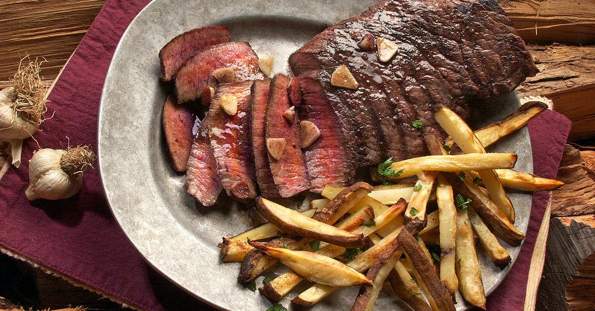 What to do with browned butter after frying a steak - Photo of Steak and French Fries on Gray Plate What to do with browned butter after frying a steak - Photo of Steak and French Fries on Gray Plate