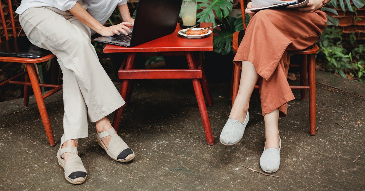 Where to learn what ratios to use in cooking? - Crop anonymous female using laptop and sitting near friend reading magazine on terrace of cafe in daytime Where to learn what ratios to use in cooking? - Crop anonymous female using laptop and sitting near friend reading magazine on terrace of cafe in daytime