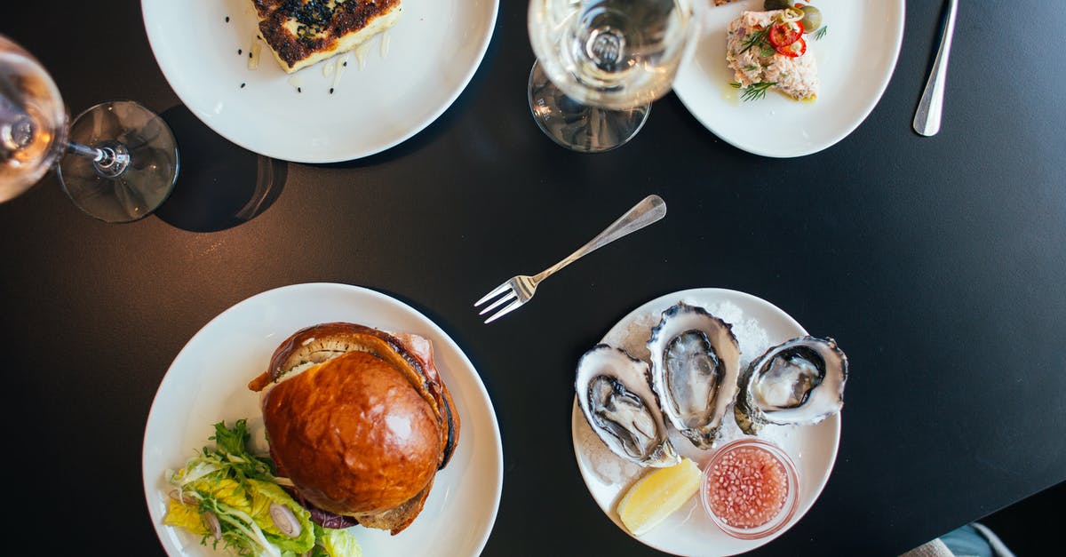 White sauce without roux - Plates with burger and pie neat crackers and mussels White sauce without roux - Plates with burger and pie neat crackers and mussels