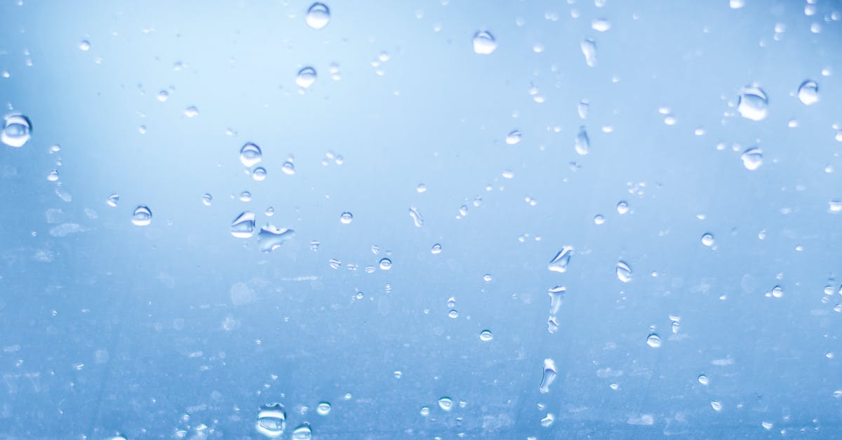 Why clean a pot (used to cook rice) with cold water? - Close-up of Water Droplets Against Blue Background Why clean a pot (used to cook rice) with cold water? - Close-up of Water Droplets Against Blue Background