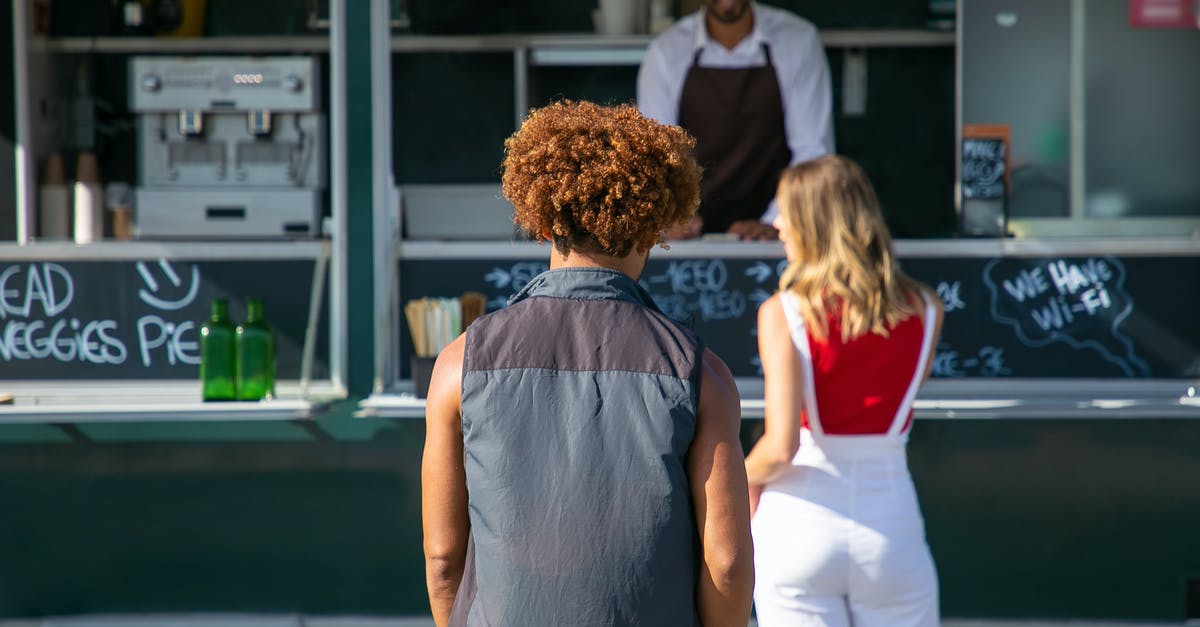 Why do globally known fast food (KFC, McDonalds, etc) mostly sell chicken? - Back view of diverse clients standing near street food truck and choosing lunch Why do globally known fast food (KFC, McDonalds, etc) mostly sell chicken? - Back view of diverse clients standing near street food truck and choosing lunch