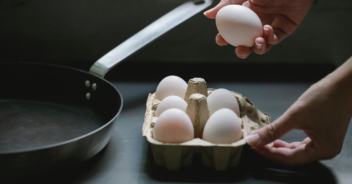 Why does my pan always splatter when I make chicken breasts? - High angle of crop anonymous housewife taking raw chicken egg from paper container for preparing breakfast in kitchen Why does my pan always splatter when I make chicken breasts? - High angle of crop anonymous housewife taking raw chicken egg from paper container for preparing breakfast in kitchen
