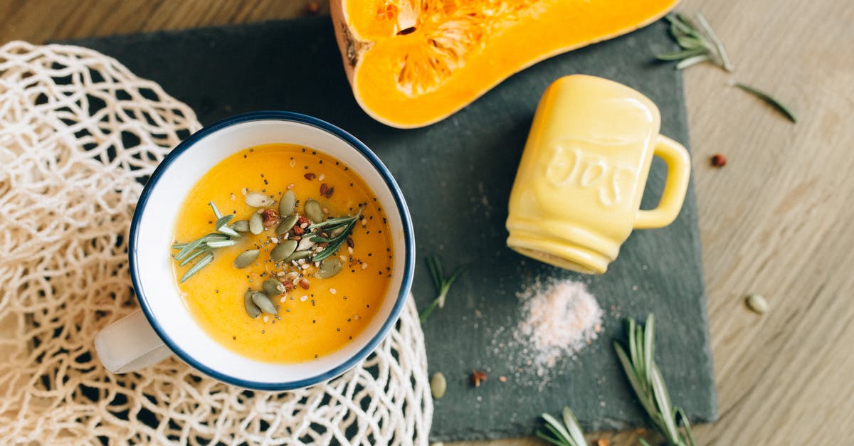 Why is my pumpkin soup sour? - Yellow Puree on White and Blue Ceramic Mug Why is my pumpkin soup sour? - Yellow Puree on White and Blue Ceramic Mug