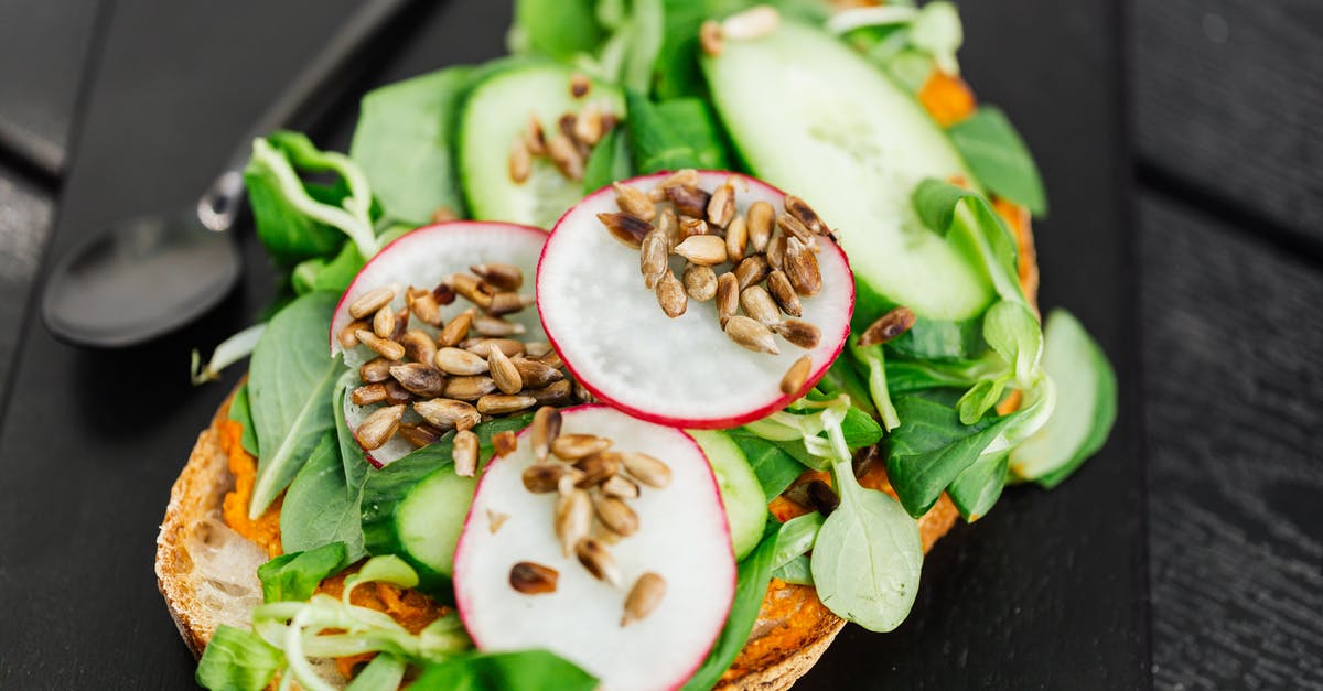 Why should pine seeds/nuts be pan-toasted without oil? - Sliced Cucumber and Green Vegetable on Brown Bread Why should pine seeds/nuts be pan-toasted without oil? - Sliced Cucumber and Green Vegetable on Brown Bread