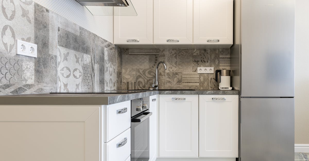 Wok and electric hob - which ring to use? - Modern kitchen interior with white cabinets and fridge against electric kettle and ornamental wall in light house Wok and electric hob - which ring to use? - Modern kitchen interior with white cabinets and fridge against electric kettle and ornamental wall in light house